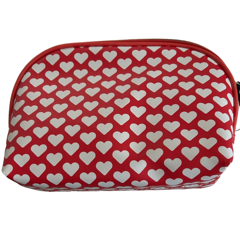 Dabney Lee Red Heart Pattern Cosmetic Bag